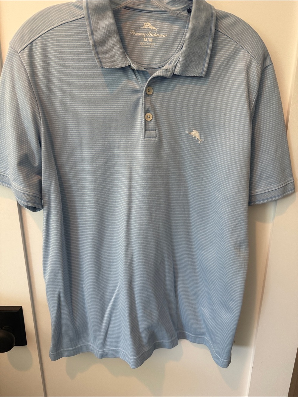 Tommy Bahama Polo Shirt - size medium. Blue stripe.